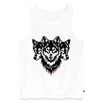 Wolf Kopf Rudel - Männer Premium Bio Tank Top - Weiß - Vorne - AI Model Male 178 light (178cm)