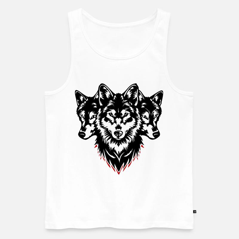 Wolf Kopf Rudel - Männer Premium Bio Tank Top - Weiß
