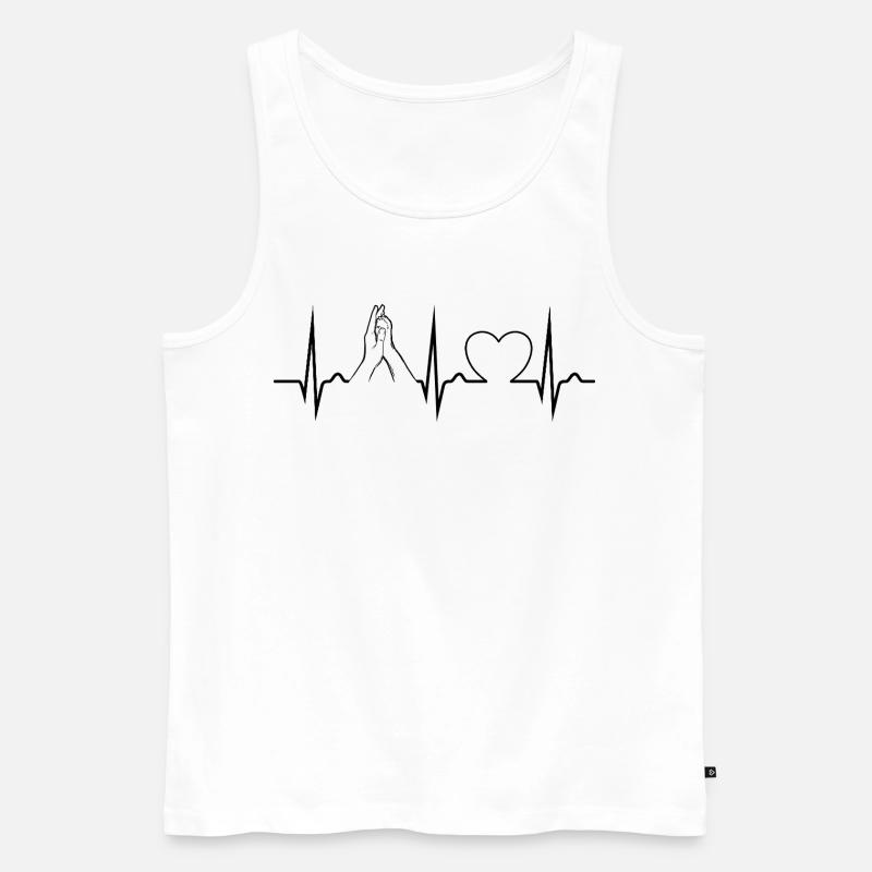 Hand + Hundepfote - High Five - Puls - EKG - Männer Premium Bio Tank Top - Weiß