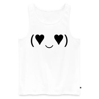 Émotique amoureuse (♥‿♥) Yeux en cœur Kaomoji - Débardeur bio Premium Homme - blanc - Devant - Michal (187cm)