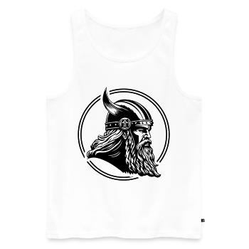 Wikinger Odin Viking Helm Symbol - Männer Premium Bio Tank Top - Weiß - Vorne - Michal (187cm)