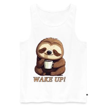 Sloth morning grouch coffee wake up wake up - Men's Premium Organic Tank Top - white - Front - AI Model Male 178 light (178cm)