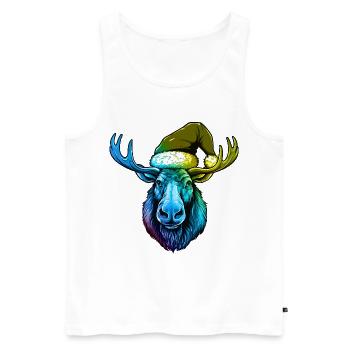 Elch Kopf Weihnachten Portät Bunt - Männer Premium Bio Tank Top - Weiß - Vorne - Michal (187cm)