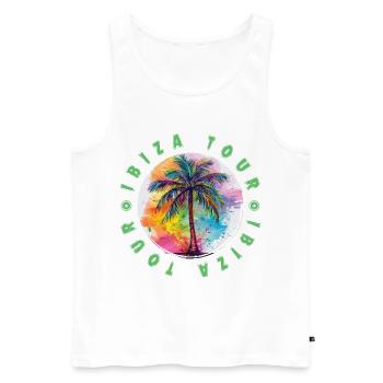 Ibiza Tour Vacances Plame Coloré - Débardeur bio Premium Homme - blanc - Devant - Michal (187cm)