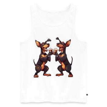Dobermann Hund Bier Lustig Saufen - Männer Premium Bio Tank Top - Weiß - Vorne - AI Model Male 178 light (178cm)