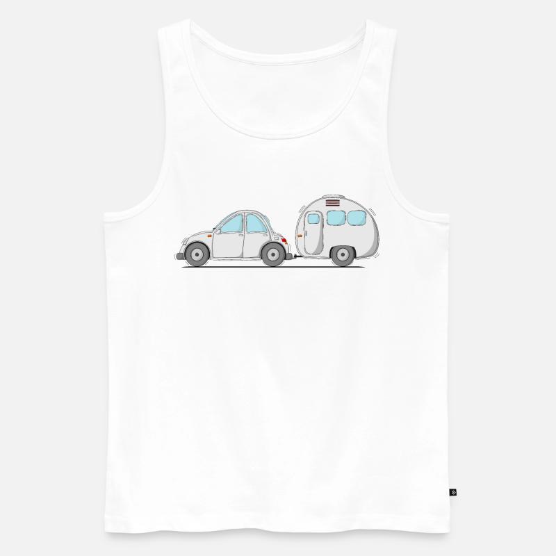 Auto mit Wohnwagen Grau - Männer Premium Bio Tank Top - Weiß