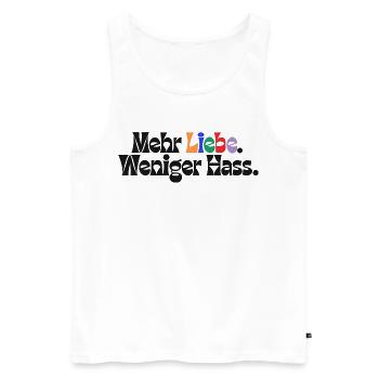 Mehr Liebe Weniger Hass outfit csd  Demokratie Fan - Männer Premium Bio Tank Top - Weiß - Vorne - Michal (187cm)