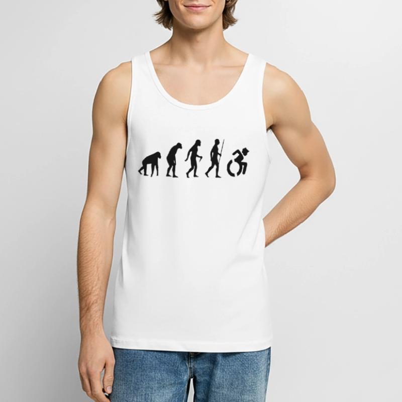 Evolution Rollstuhl. Die Rollstuhl-Evolution * Männer Premium Bio Tank Top