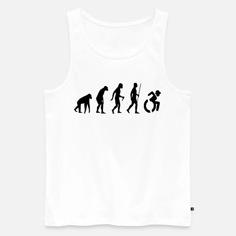 Evolution Rollstuhl. Die Rollstuhl-Evolution * - Männer Premium Bio Tank Top - Weiß