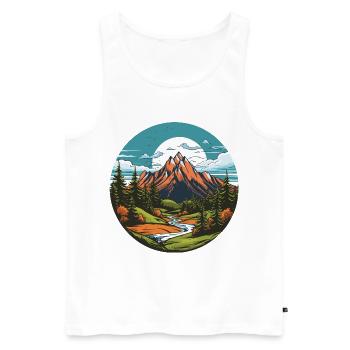 Mountains, Landscape, Circle - Men's Premium Organic Tank Top - white - Front - Michal (187cm)