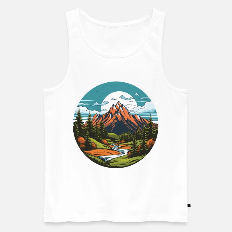 Berge Landschaft Kreis - Männer Premium Bio Tank Top - Weiß