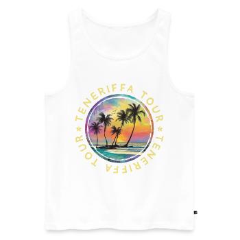 Teneriffa Tour Reise Bunt Urlaub - Männer Premium Bio Tank Top - Weiß - Vorne - Michal (187cm)