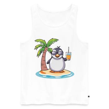 Penguin Summer Beach Vacation - Men's Premium Organic Tank Top - white - Front - AI Model Male 178 light (178cm)