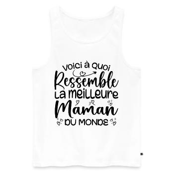 Cadeau Meilleure Maman du Monde Cadeau Super Maman - Débardeur bio Premium Homme - blanc - Devant - Michal (187cm)