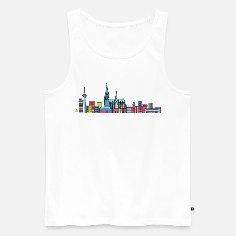 Kölner Stadtschirm Dom: Moderne Linienkunst - Männer Premium Bio Tank Top - Weiß
