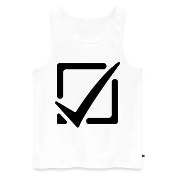 Tick the box - Men's Premium Organic Tank Top - white - Front - AI Model Male 178 light (178cm)