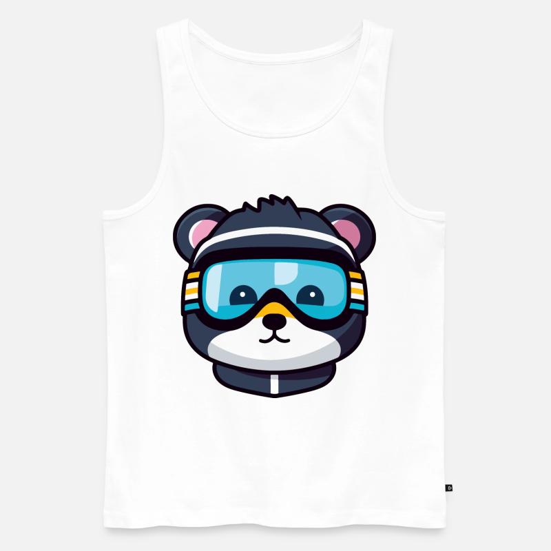 Ski Bär Comic - Männer Premium Bio Tank Top - Weiß