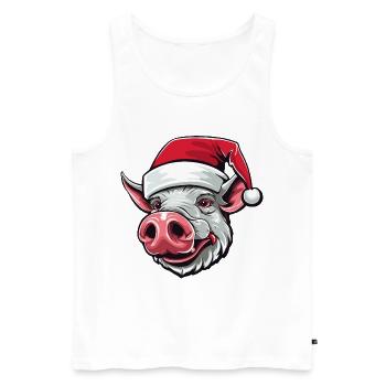 Pig Head Sow Christmas Portrait - Men's Premium Organic Tank Top - white - Front - Michal (187cm)