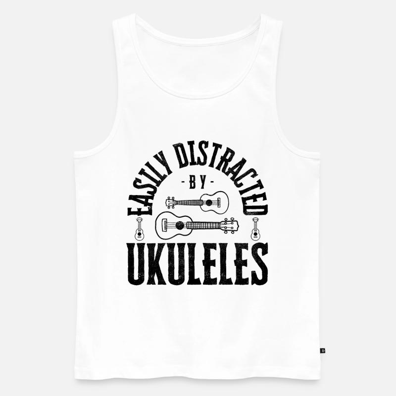 Easily distracted by Ukuleles - Männer Premium Bio Tank Top - Weiß