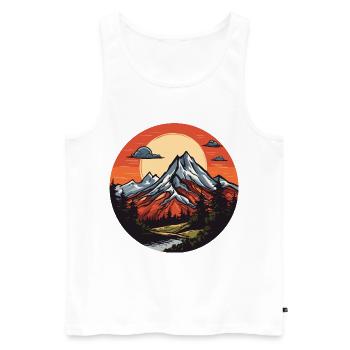 Montagnes, Paysage, Nature, Cercle - Débardeur bio Premium Homme - blanc - Devant - AI Model Male 178 light (178cm)