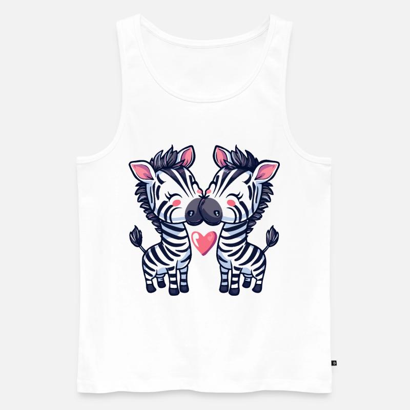 Zebra Comic Paar Liebe - Männer Premium Bio Tank Top - Weiß