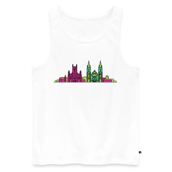 Paisley City Skyline Abbey Moderne Linienkunst - Männer Premium Bio Tank Top - Weiß - Vorne - AI Model Male 178 light (178cm)
