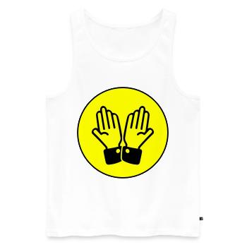 Hands Pray Circle - Men's Premium Organic Tank Top - white - Front - AI Model Male 178 light (178cm)