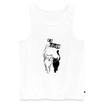 CAT LOVER - Cat Lovers / Black & White - Men's Premium Organic Tank Top - white - Front - AI Model Male 178 light (178cm)