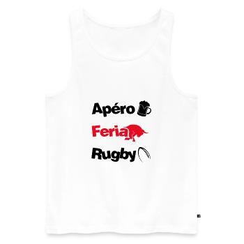 Féria, apéro et Rugby - Débardeur bio Premium Homme - blanc - Devant - Michal (187cm)