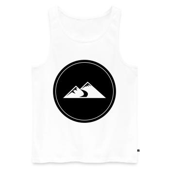 Mountains Icon Circle - Men's Premium Organic Tank Top - white - Front - Michal (187cm)