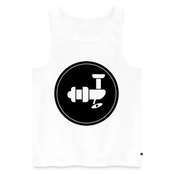 Fishing Reel Symbol Circle - Men's Premium Organic Tank Top - white - Front - AI Model Male 178 light (178cm)