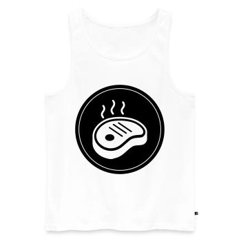 Cercle d’icônes de steak - Débardeur bio Premium Homme - blanc - Devant - Michal (187cm)