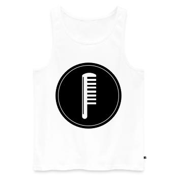 Kamm Friseur Kreis - Männer Premium Bio Tank Top - Weiß - Vorne - Michal (187cm)