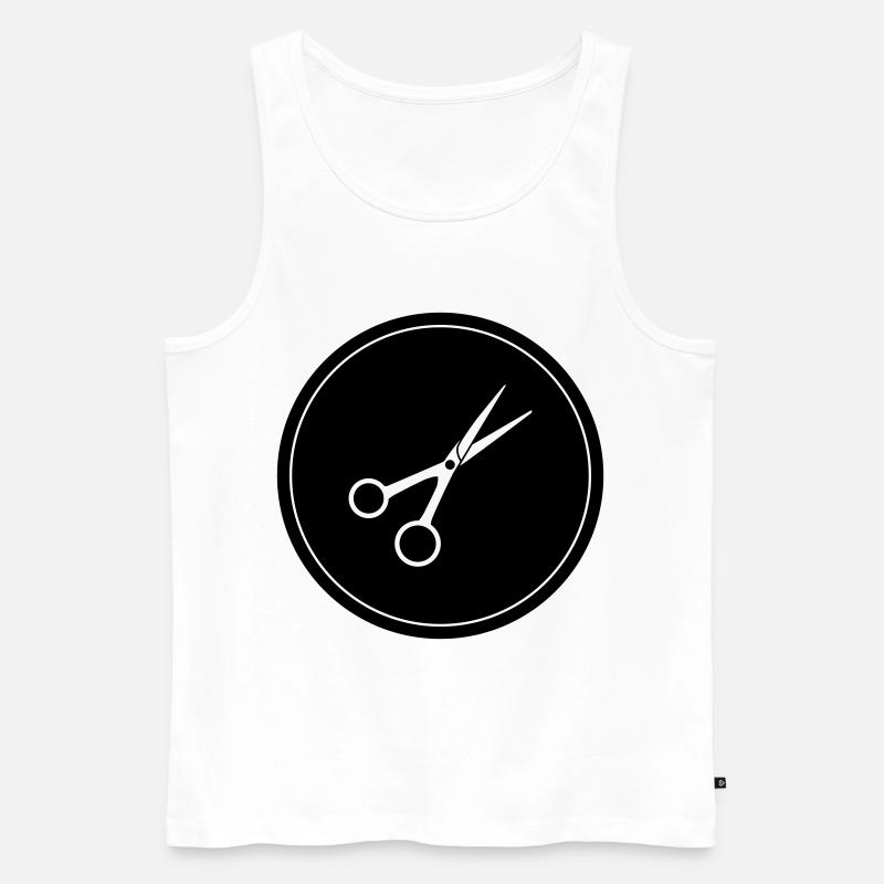 Schere Barber Kreis - Männer Premium Bio Tank Top - Weiß