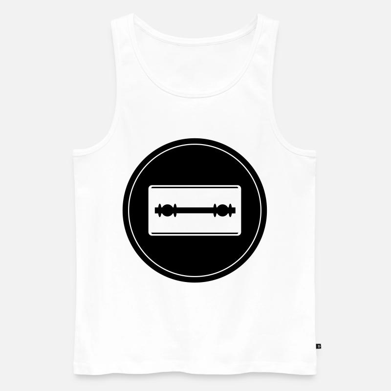 Rasierklinge Icon Kreis - Männer Premium Bio Tank Top - Weiß