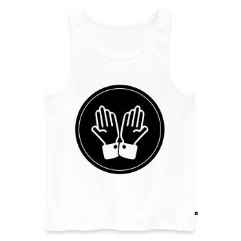 Hands Pray Circle - Men's Premium Organic Tank Top - white - Front - AI Model Male 178 light (178cm)