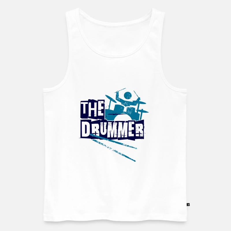 Drummer " The Drummer " Logo - Männer Premium Bio Tank Top - Weiß