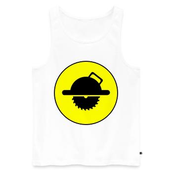 Silhouette du symbole de la scie circulaire à la main - Débardeur bio Premium Homme - blanc - Devant - AI Model Male 178 light (178cm)