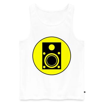 Symbole de musique des haut-parleurs - Débardeur bio Premium Homme - blanc - Devant - AI Model Male 178 light (178cm)