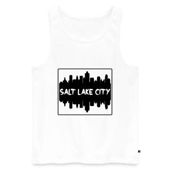 Salt Lake City Utah Usa Skyline Voyage Silhouette - Débardeur bio Premium Homme - blanc - Devant - Michal (187cm)