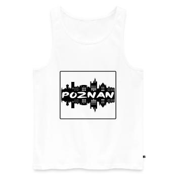 Poznan Poland Skyline Silhouette Travel Souvenir - Men's Premium Organic Tank Top - white - Front - Michal (187cm)