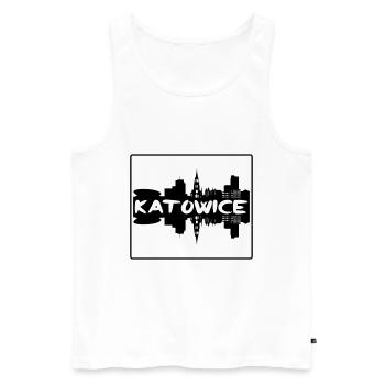 Katowice Pologne Skyline Silhouette Souvenir de voyage - Débardeur bio Premium Homme - blanc - Devant - Michal (187cm)
