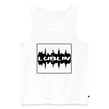 Lublin Pologne Skyline Silhouette Souvenir de voyage - Débardeur bio Premium Homme - blanc - Devant - Michal (187cm)