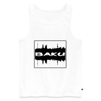 Baku Aserbaidschan Skyline Silhouette Reise Souvenir - Männer Premium Bio Tank Top - Weiß - Vorne - Michal (187cm)