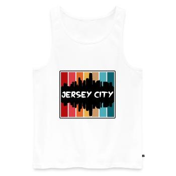 Jersey City New Jersey États-Unis Skyline Silhouette - Débardeur bio Premium Homme - blanc - Devant - AI Model Male 178 light (178cm)