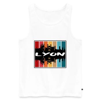 Lyon France Skyline Silhouette Voyage Souvenir - Débardeur bio Premium Homme - blanc - Devant - AI Model Male 178 light (178cm)