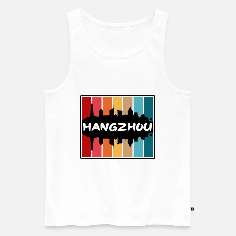 Hangzhou China Skyline Silhouette Reise Souvenir - Männer Premium Bio Tank Top - Weiß