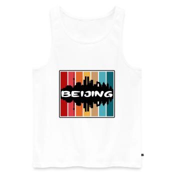 Beijing Chine Skyline Silhouette Voyage Souvenir - Débardeur bio Premium Homme - blanc - Devant - AI Model Male 178 light (178cm)