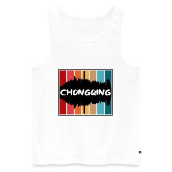 Chongqing Chine Skyline Silhouette Souvenir de voyage - Débardeur bio Premium Homme - blanc - Devant - Michal (187cm)