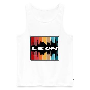 Leon Mexiko Skyline Silhouette Reise Souvenir - Männer Premium Bio Tank Top - Weiß - Vorne - Michal (187cm)